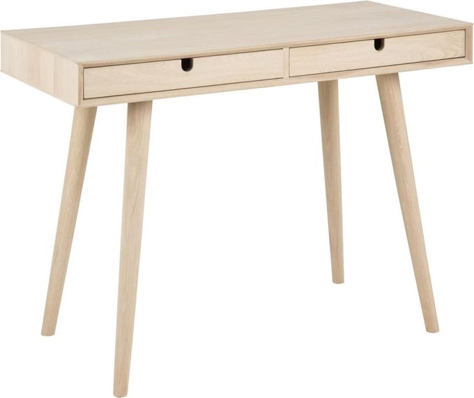 Bureau Cedro 100cm, 2 lades - witte eik - Actona - Secretaires - Wit; Bruin - Fineer; Hout - Secretaires -