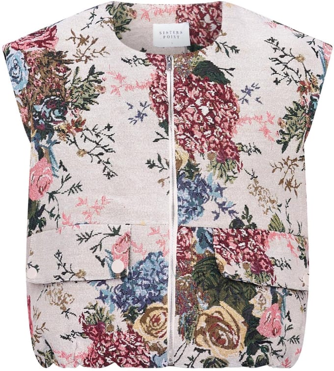 SisterS point Gilet N Garwin Ve 20177 L.flowerjacquard Dames Maat - M