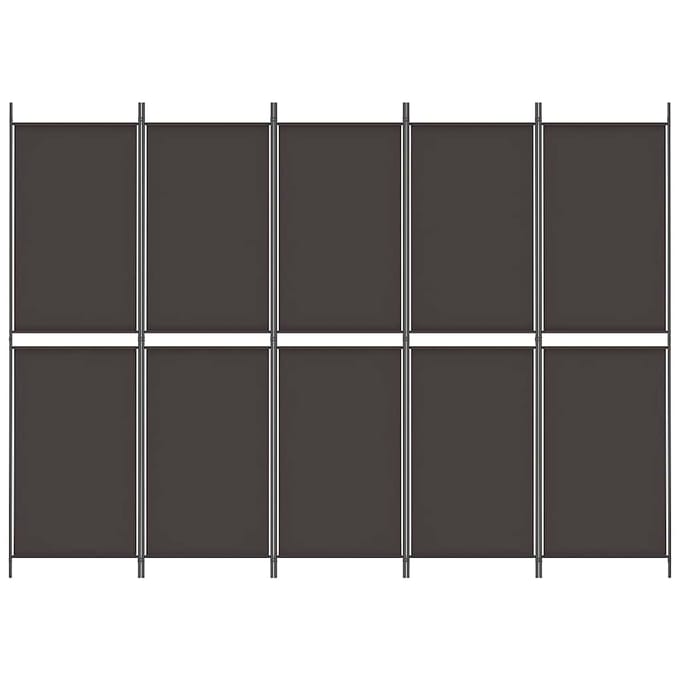 vidaXL - Kamerscherm - met - 5 - panelen - 250x180 - cm - stof - bruin