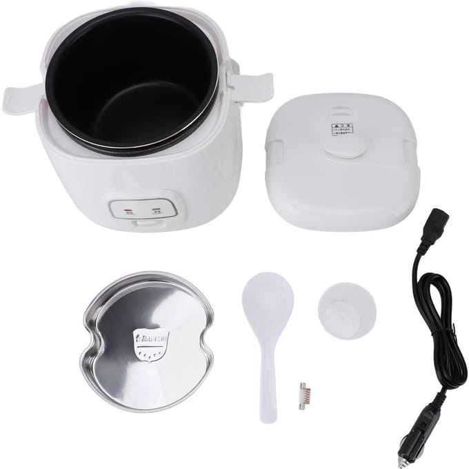 Cuiseur à riz de voiture 2L, multifonctionnel, efficace, cuisson rapide, empêche le collage, cuiseur à riz de voyage avec L white