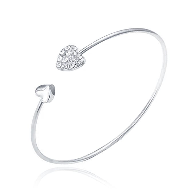 LGT JWLS Bangle Armband met Harten - Zilveren Coating