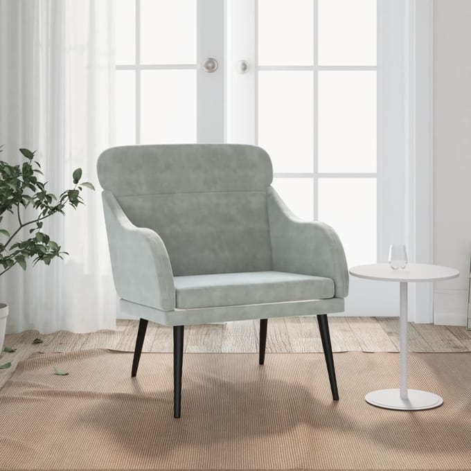 vidaXL - Fauteuil - 63x76x80 - cm - fluweel - lichtgrijs