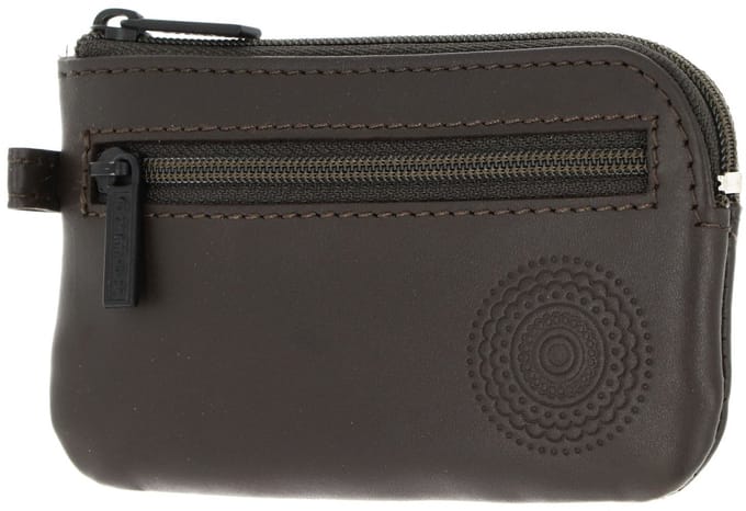 oxmox Leren sleutelgeval Leather Keyholder Circle Bloom Embossed Brown donkerbruin