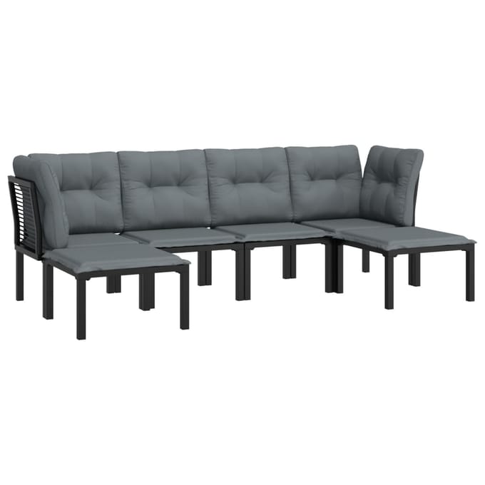 vidaXL - 6-delige - Loungeset - poly - rattan - zwart - en - grijs