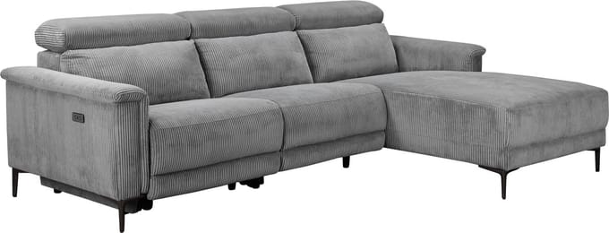 Lund-Hoekbank - 3-Zits Elec. Relax - Grijs Corduroy