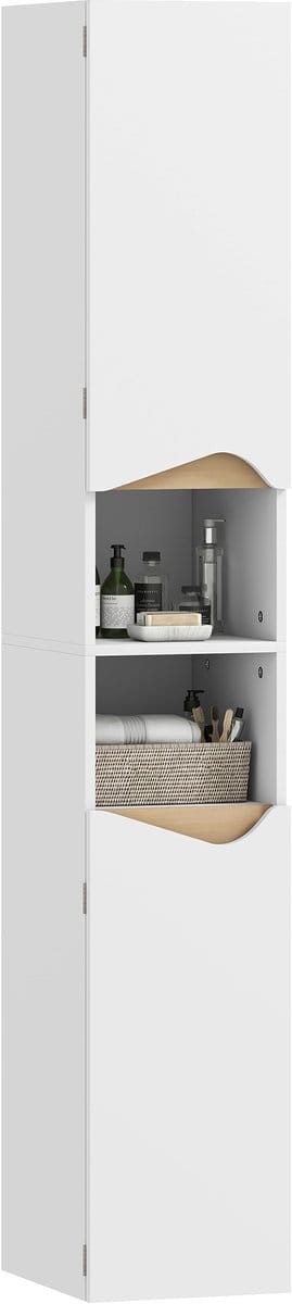 Homcom Badkamerkast-Spaanplaat-34,6L x 30B x 180,5H cm-Wit