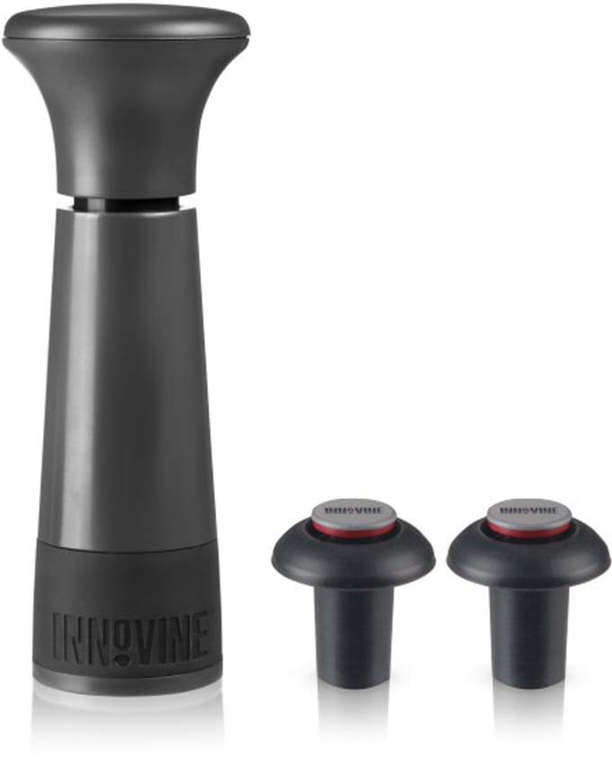 Innovine™ Vacuum Pump Wine Saver in Graphite - Wijnpomp met 2 stoppers