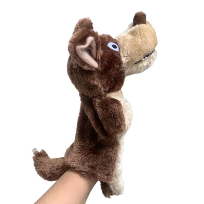 Apprentissage Mouton Animal Marionnette à Main Peluches Loup Main Doux Marionnettes Enfants Cadeau beige