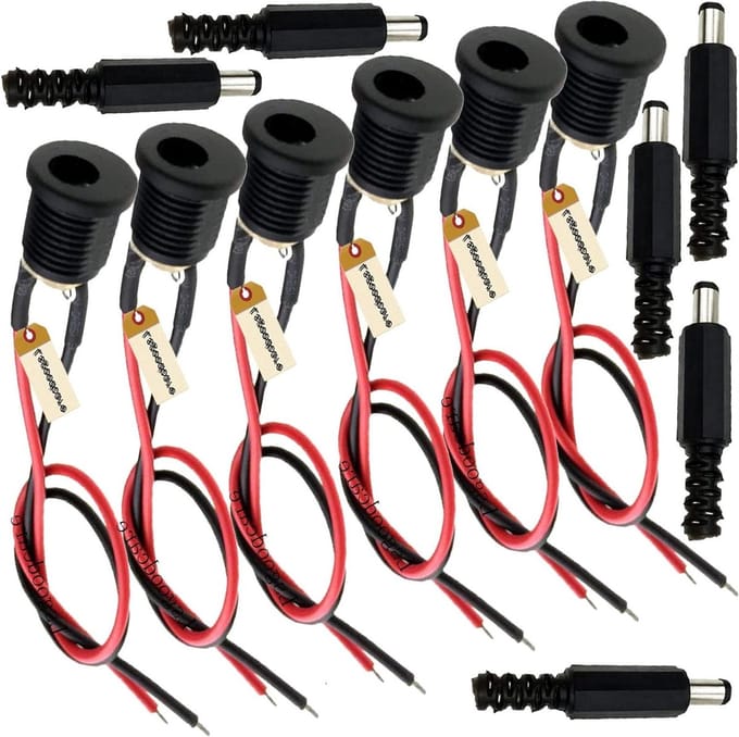 DC Connectoren Set - Stroomaansluitingen Adapters - Elektronica Aansluiten - 5.5 x 2.1 mm Schroefdraad - 18 x 15 mm