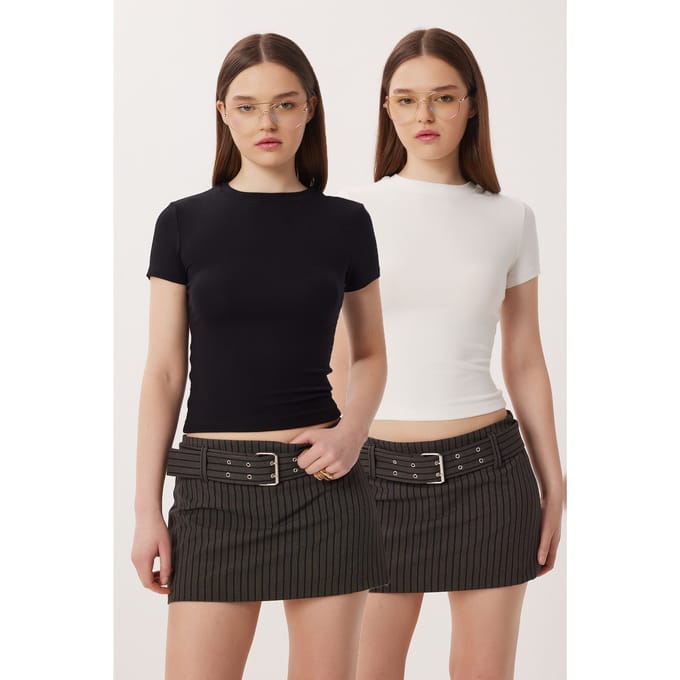 Slim Fit Crew Neck Crop 2-Pack T-Shirt