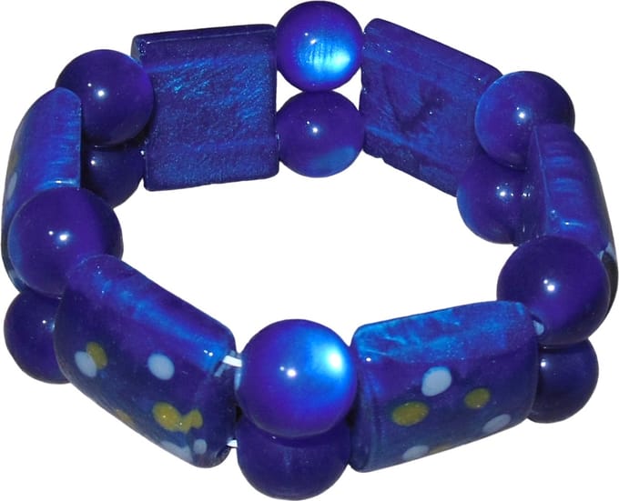 Armband blauw met bolletjes+blokjes