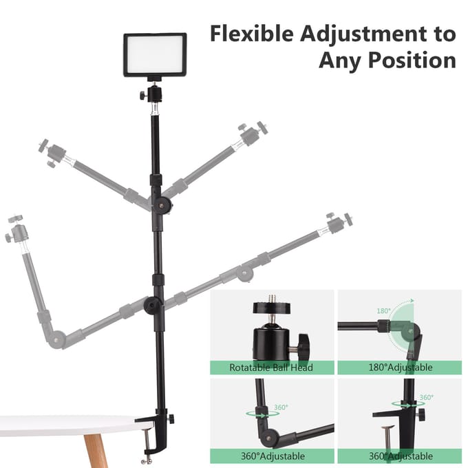 Andoer USB-videoconferentieverlichtingsset inclusief 2 * LED-videolampen 3200K-5600K dimbaar + 2 * zwart