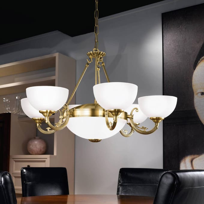 EGLO Savoy - Hanglamp - 6 Lichts - Ø740mm. - Brons - Wit
