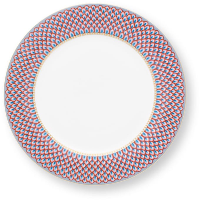 Plate Flower Festival Scallop Red-Light Blue 26.5cm