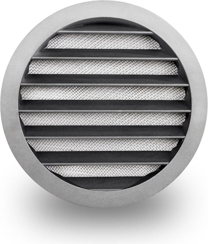 Rond ventilatierooster aluminium met insectengaas - Ø80 tot Ø200