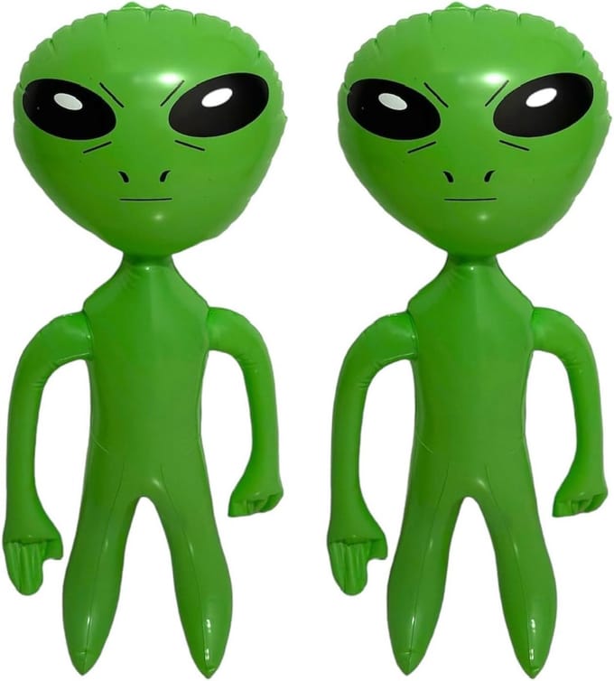 Set van 2 Opblaasbare Groene Aliens (64 cm) - Feestdecoratie