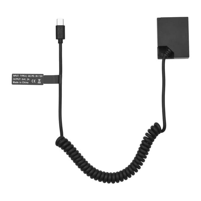 Andoer NP-W126 Dummy Batterij USB-C Koppelingsadapter Dummy Batterij Koppeling met USB Type-C Veer zwart