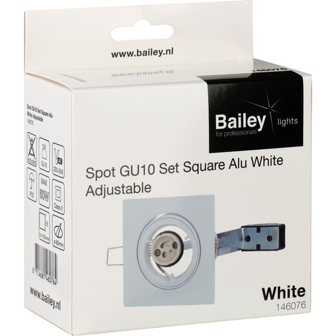 Verstelbare Vierkante GU10 Inbouwspot Wit Aluminium - 146076