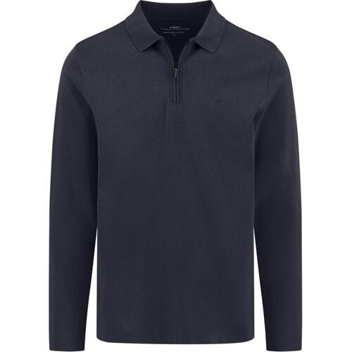 Fynch-Hatton Polo Zip Collar Long Sleeve Interlock Cotton Navy / male