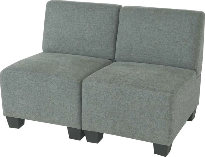 Modulaire 2-zitsbank Lyon, stof/textiel ~ grijs, zonder armleuningen