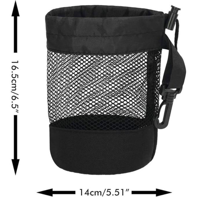 Pochette en maille nylon avec cordon de serrage pour balles noir