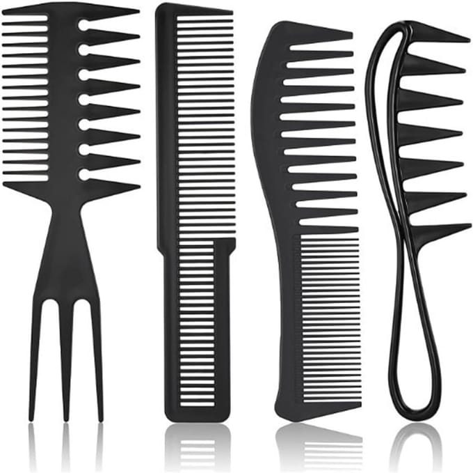 Haarkam Set - Brede Tanden Kam - Dagelijkse Styling - Comfortabele Antislip Grip - 4 Stuks