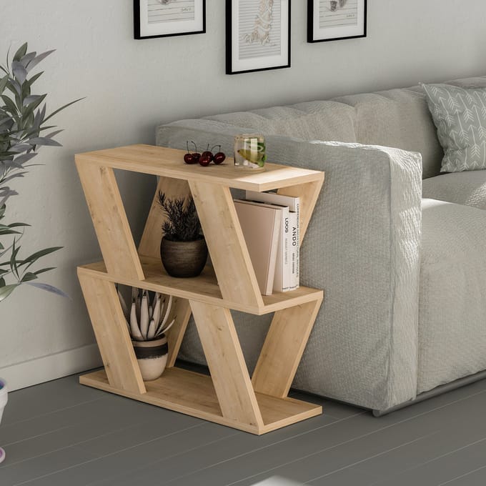 Asir - Bijzettafel - Eiken kleur - 60 x 22 x 57 cm
