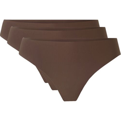 ESMARA Set van 3 dames lasercut strings - onzichtbaar & seamless (Bruin, XS (32/34))
