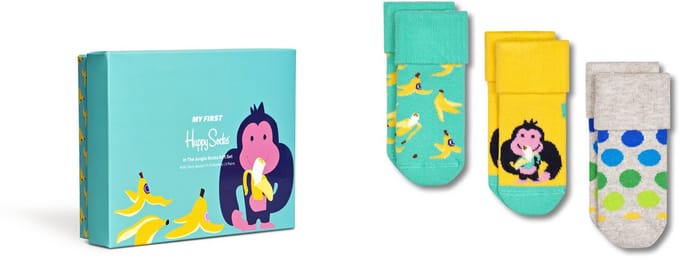 Happy Socks XKJUN08-0200 In The Jungle Terry Socks Gift Set 3-Pack - maat 0-6M