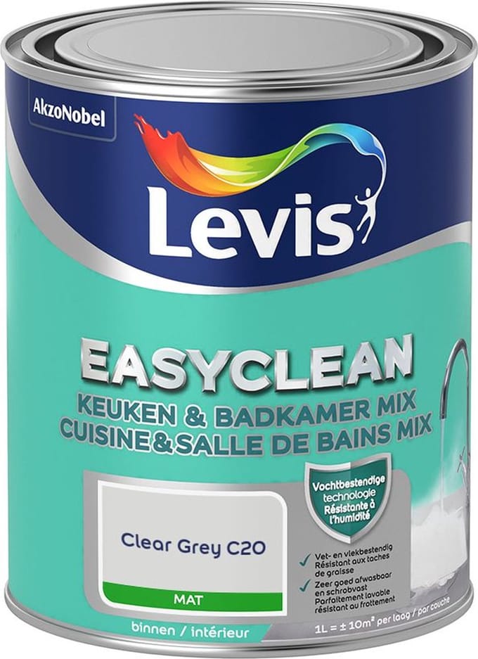 Levis - Easyclean Keuken & Badkamer Mix - Clear Grey C20 - Mengverf - 1 L