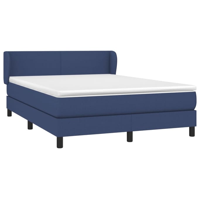 vidaXL - Boxspring - met - matras - stof - blauw - 140x190 - cm