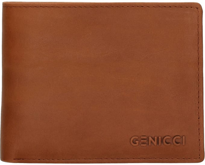 Genicci Portemonnee / Portefeuille Heren - Billfold - Leer - Noble - Cognac