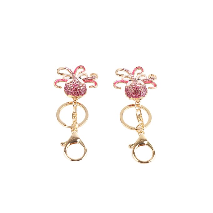 2 STKS Mode Octopus Vorm Strass Sleutelhanger Sleutelhanger Tas Charm Hanger Cadeau(Roosrood Roosrood ) gray