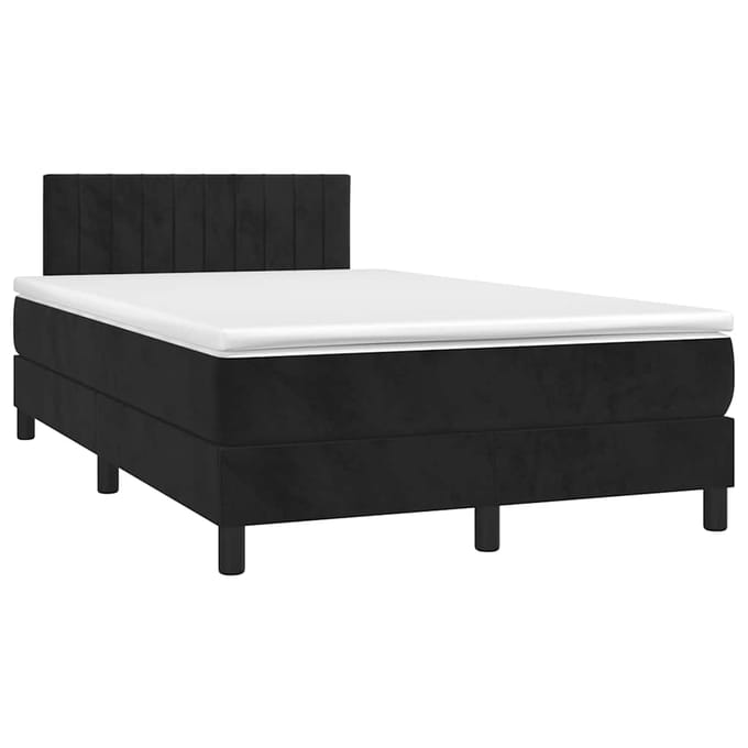 vidaXL - Boxspring - met - matras - en - LED - fluweel - zwart - 120x200 - cm