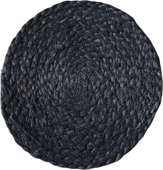 Van René Pannenonderzetters Zwart Jute rond 22cm per 2 stuks