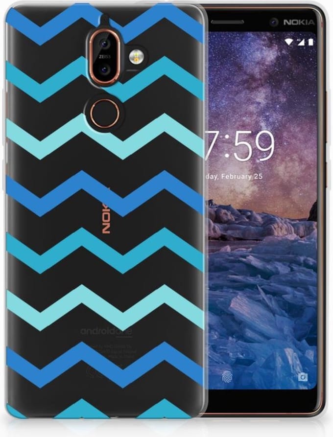 Nokia 7 Plus TPU bumper Zigzag Blauw
