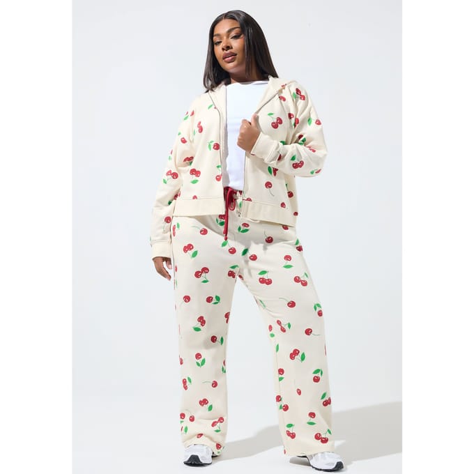 Limited Collection Crème Kersen Joggingbroek Met Rechte Pijpen Size 40