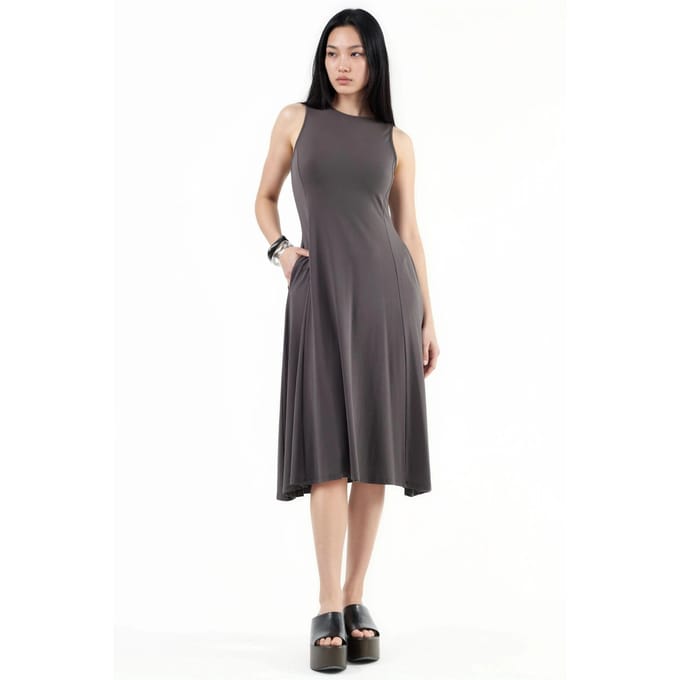 Mouwloze Midi-jurk met Zakken