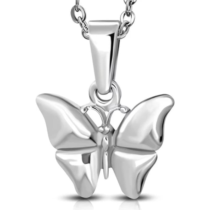 Amanto Ketting Bonne - 316L Staal - Vlinder - 15x17mm  - 45cm