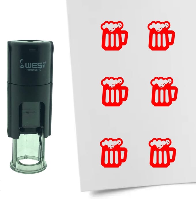 CombiCraft Stempel Bier 10mm rond - rode inkt