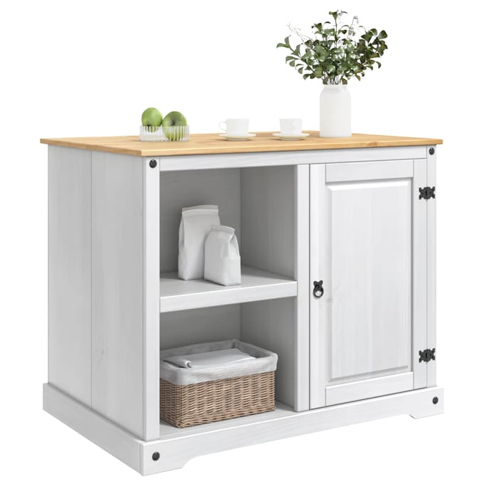 vidaXL Keuken Eiland Set Wit en Honing Was 112 x 77 x 91,5 cm