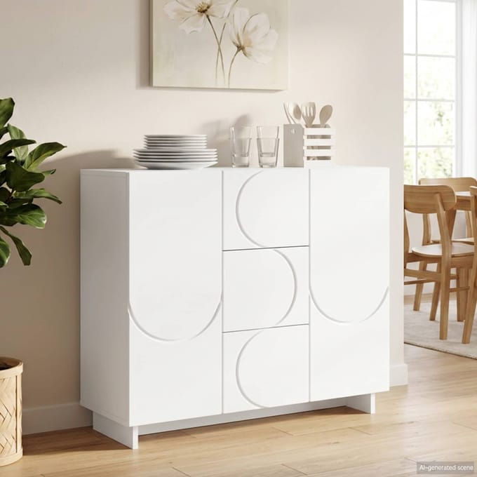 vidaXL - Dressoir - Wit - 85,5 - x - 31 - x - 75 - cm - Bewerkt - hout
