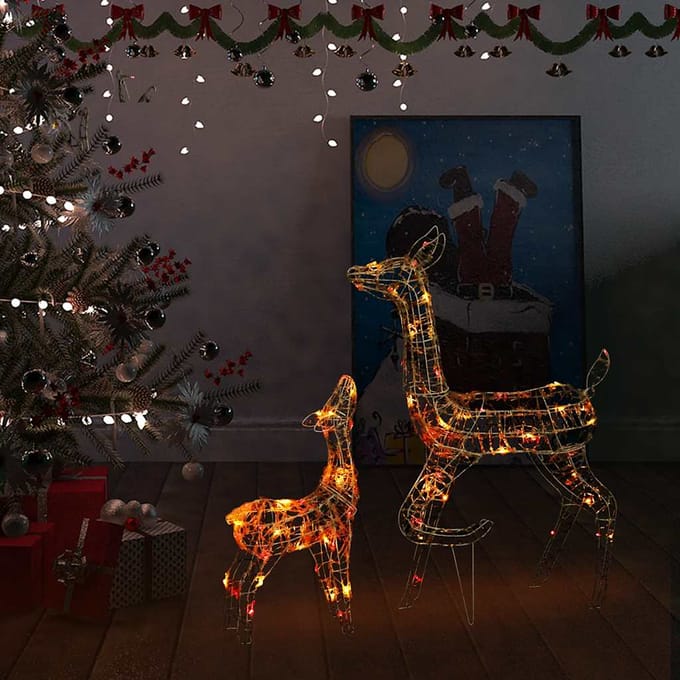vidaXL - Kerstversiering - rendierfamilie - 160 - LED - meerkleurig - acryl