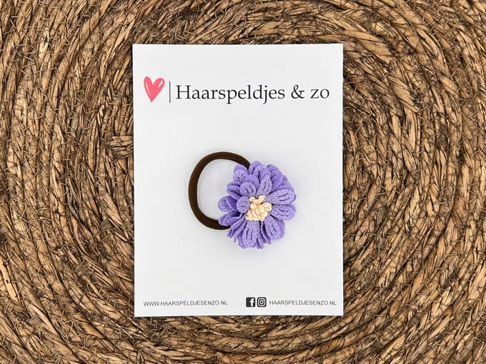 Elastiek - per stuk - hippe kleuren - met bloem - meisjes - blossem - lila