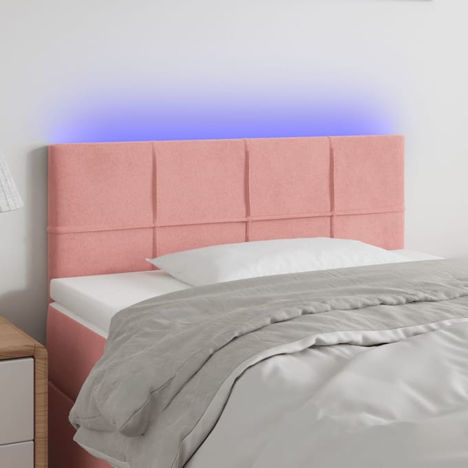 vidaXL - Hoofdbord - LED - 100x5x78/88 - cm - fluweel - roze