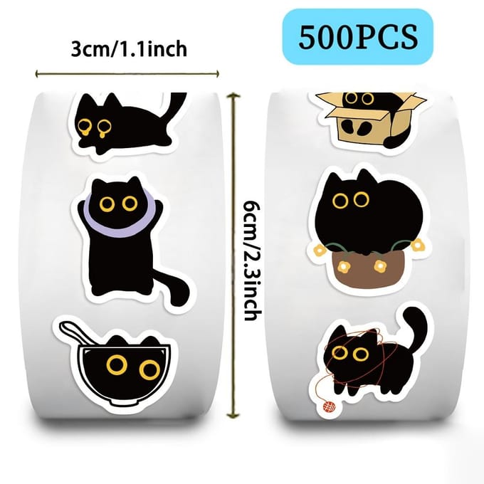 Autocollants Chat Noir | Papeterie, Emballage Cadeau, Cachets d'Enveloppe Décoratifs A gray