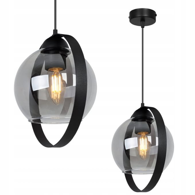 Light-Home RING HAGA – Hanglamp – Enkel – Glazen kap – Grafiet – 1x E27