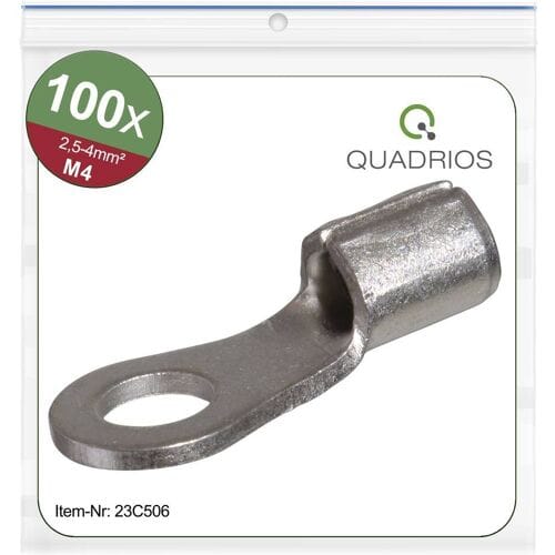 Quadrios 23C506 Ringkabelschoen Dwarsdoorsnede (max.): 4 mm² Schachtdiameter: 4.3 mm Ongeïsoleerd 100 stuk(s)
