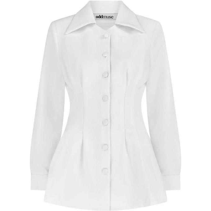 Odd Muse Dames Tailored Lange Mouwen Blouse (Wit)