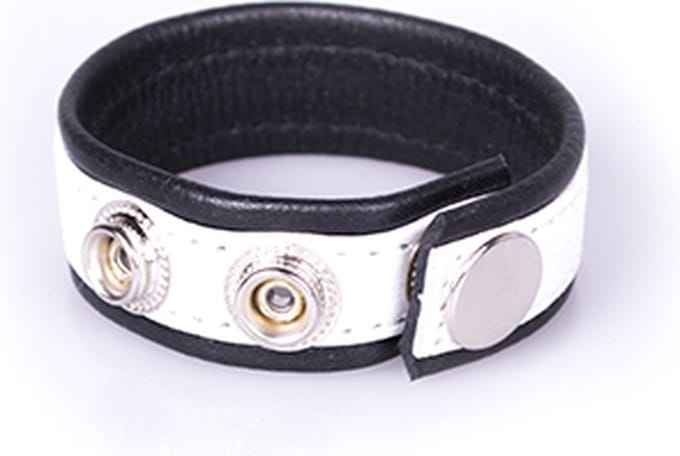 Leren cockstrap - zwart/wit
